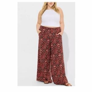 Torrid Pull On Challis Wide Leg High Rise Pants In Trina Ikat
